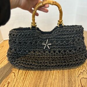 Vintage Cappelli Straw Black Hand Purse